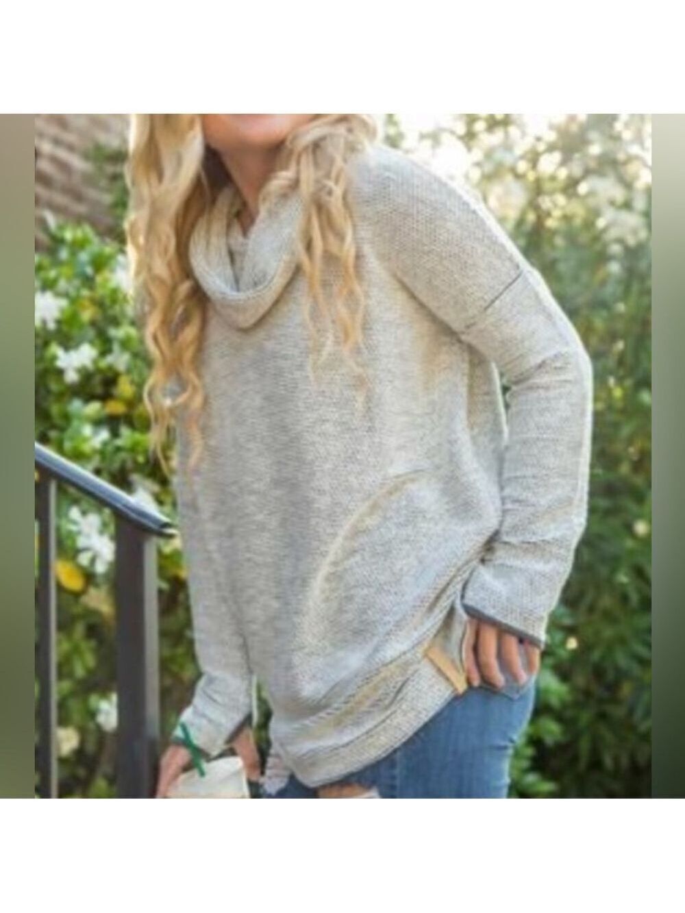 Jadelynn Brooke Boyfriend Fleece Cowl Cotton Cozy Lightweight Pullover Sweater